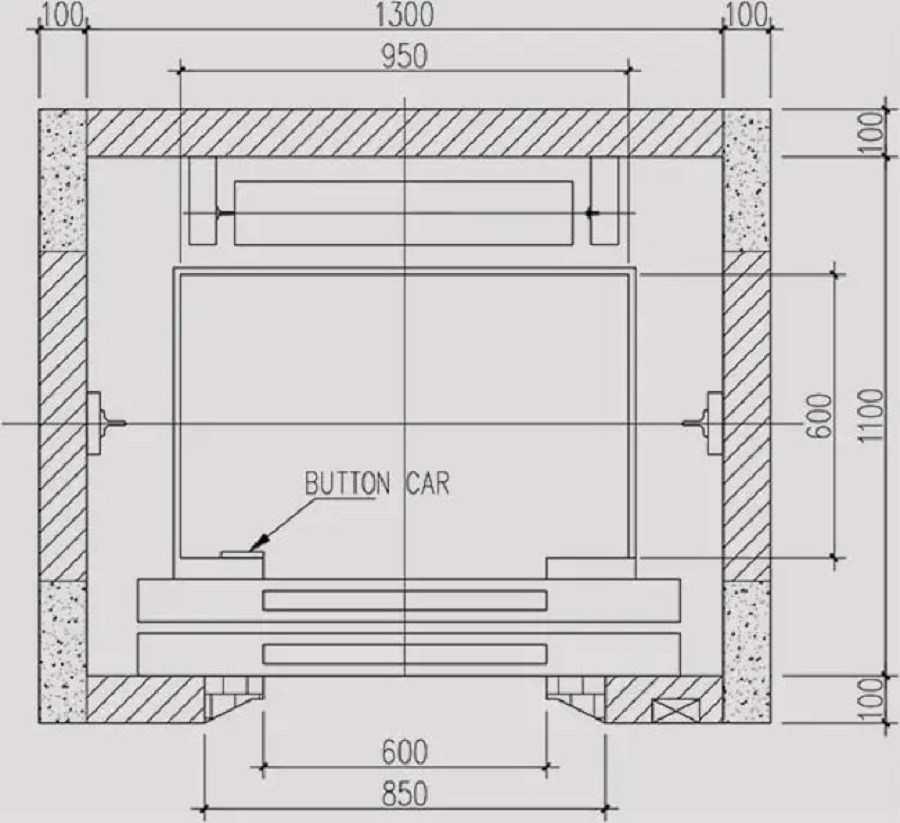 Kích thước hố thang máy mini 200kg